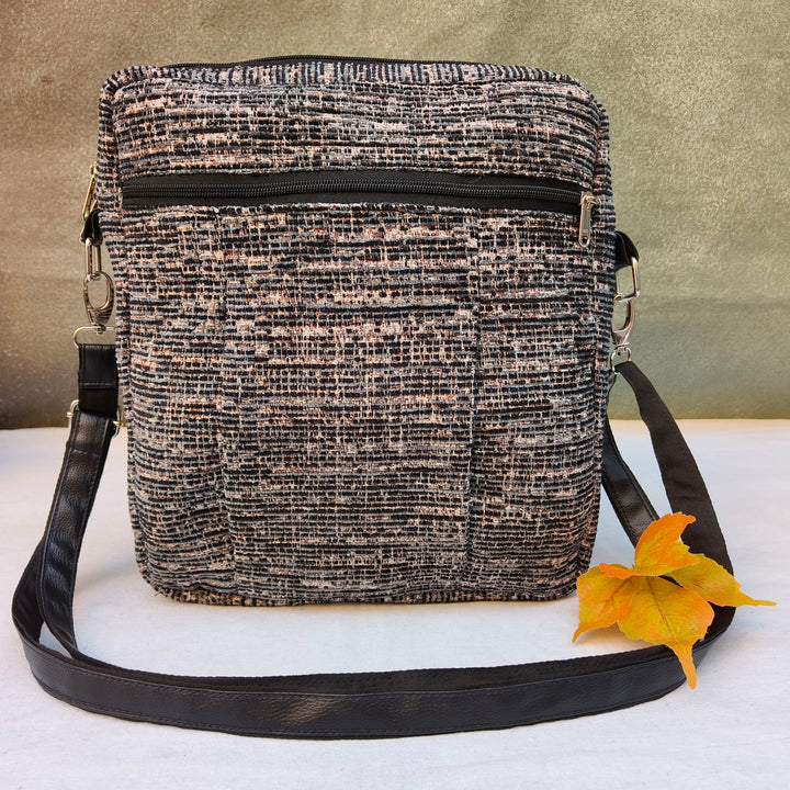 Lap sling cum backpack grey with lines pattern