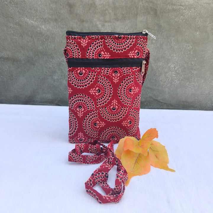Daily Sling Maroon With Black Flower Design