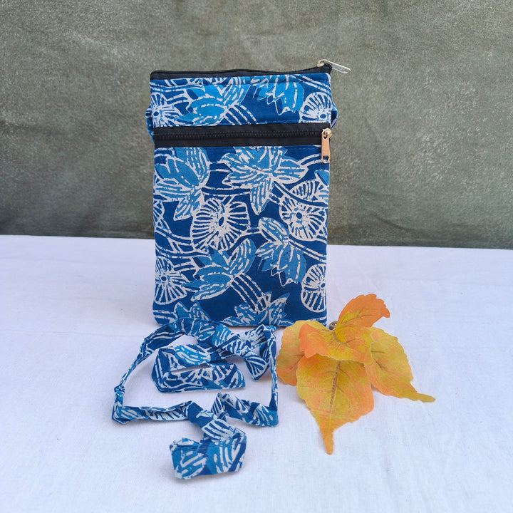 Daily Sling Blue With White Flower Design