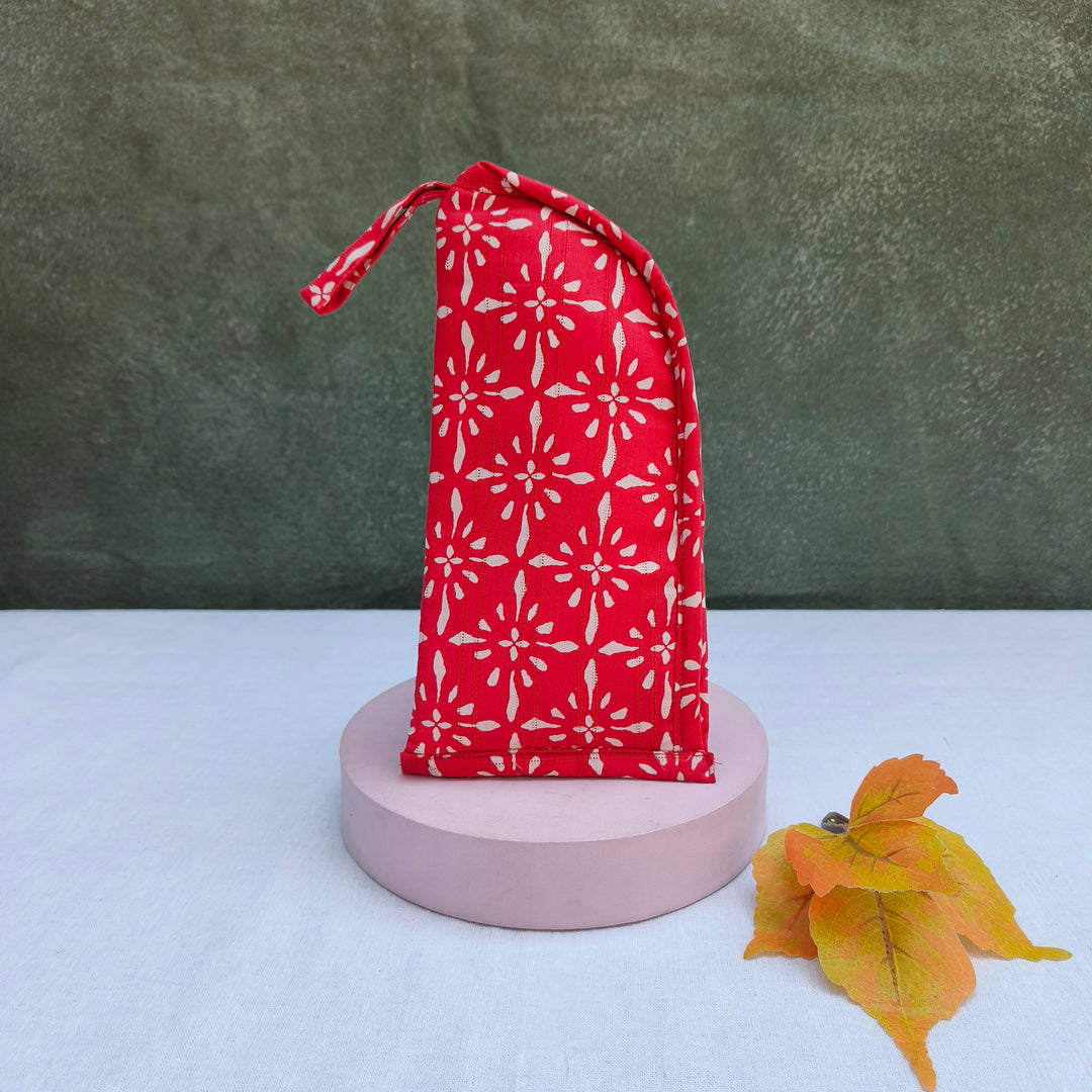 Phone Holder Red With White Flower Print