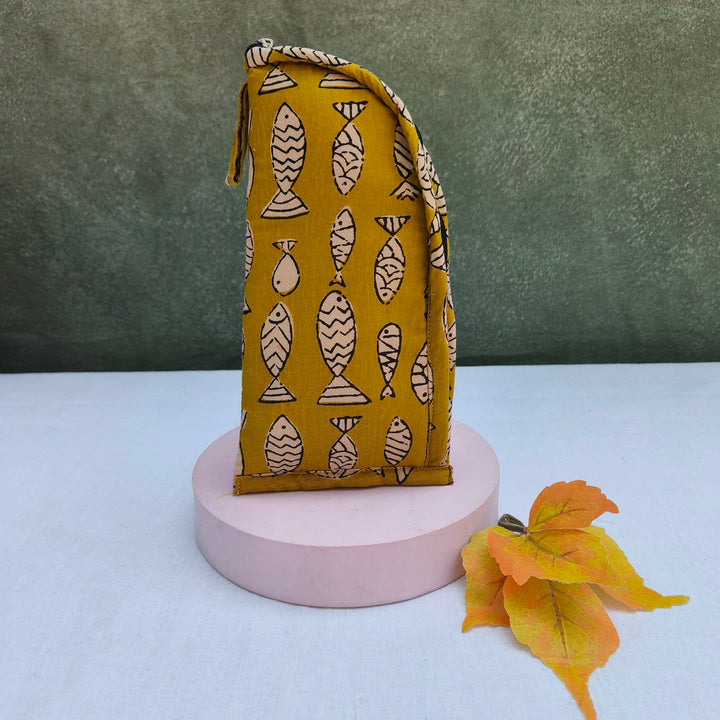 Phone Holder Yellow With Fish Print