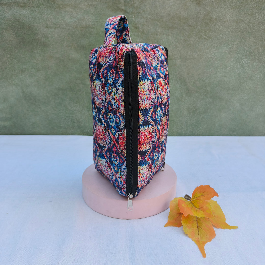 3 Way Zip Vanity Multi Color With Flower Print