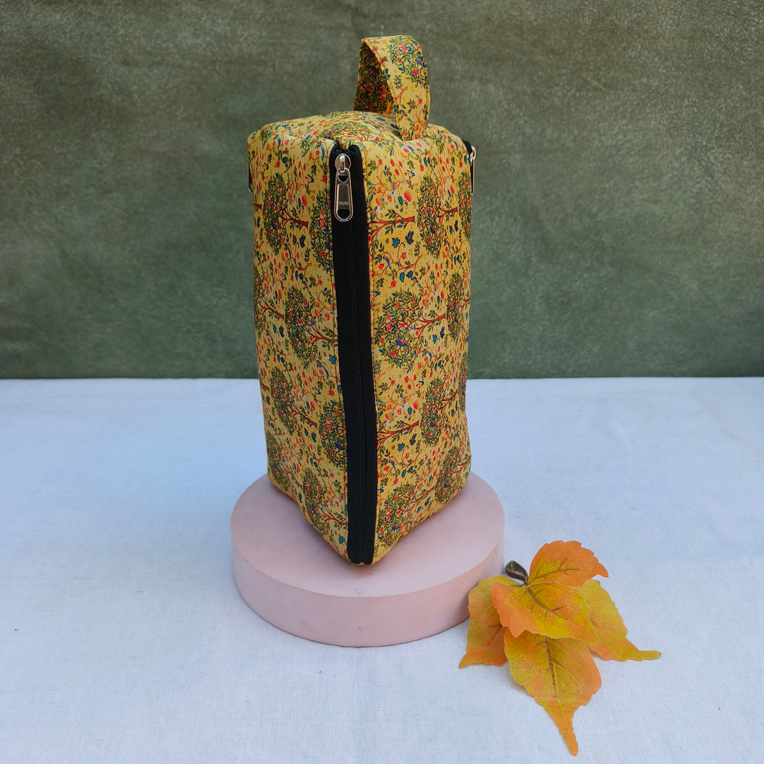 3 Way Zip Vanity Yellow Color With Tree Print