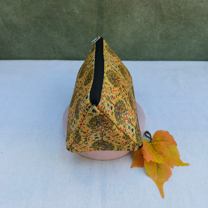3 Way Zip Vanity Yellow Color With Tree Print