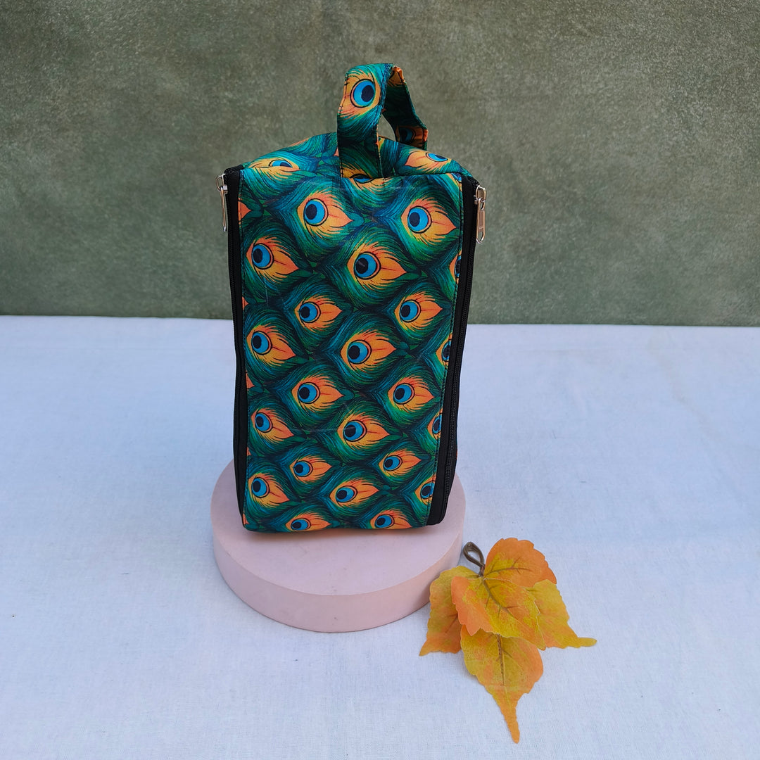 3 Way Zip Vanity peacock Leaf Print