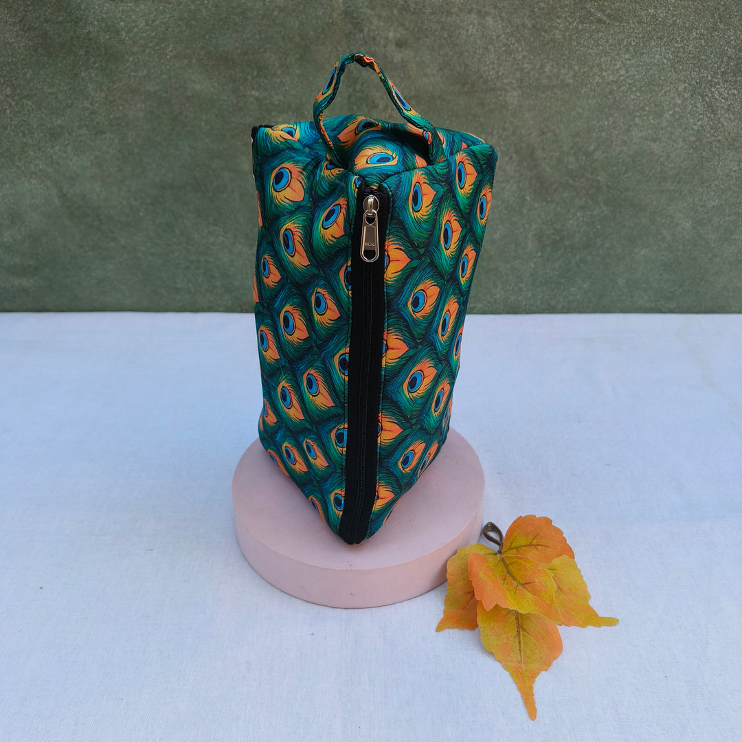 3 Way Zip Vanity peacock Leaf Print