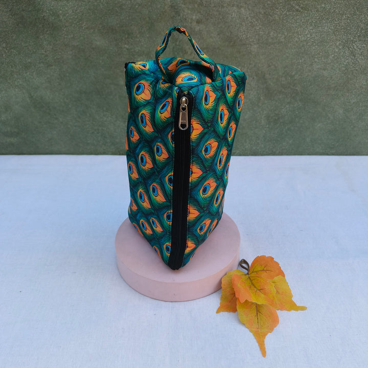 3 Way Zip Vanity peacock Leaf Print