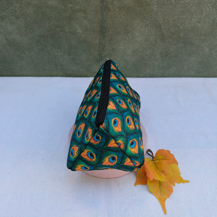 3 Way Zip Vanity peacock Leaf Print