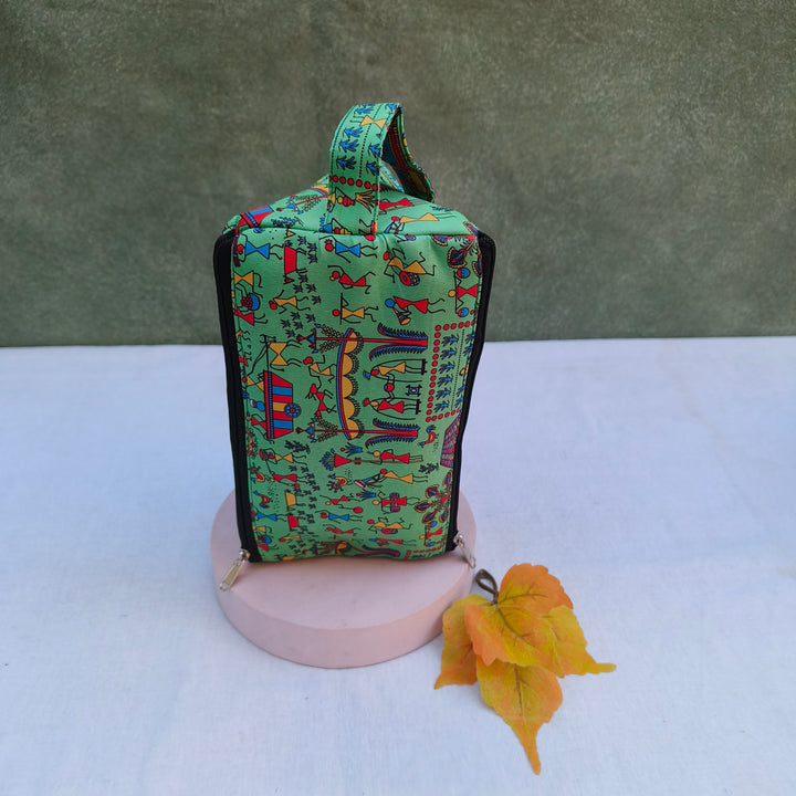 3 Way Zip Vanity Green Color With Doll Print