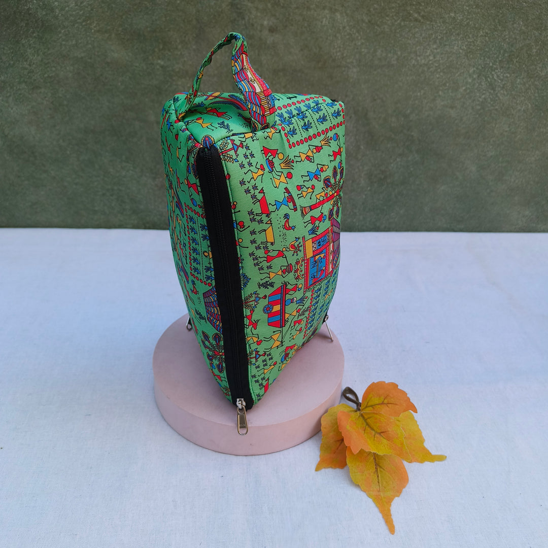 3 Way Zip Vanity Green Color With Doll Print