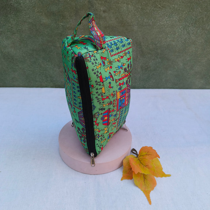 3 Way Zip Vanity Green Color With Doll Print