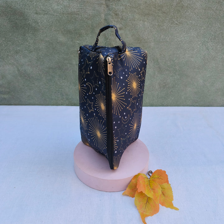 3 Way Zip Vanity Black With Sun , Star Print