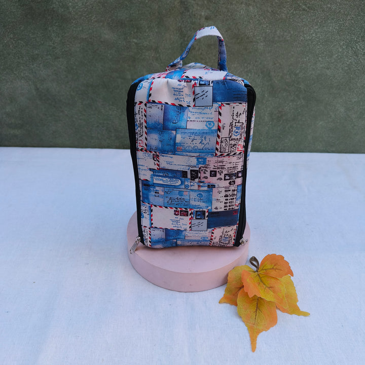 3 Way Zip Vanity White With Blue Shade Print