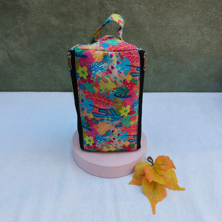 3 Way Zip Vanity Multi Color With Flower Print