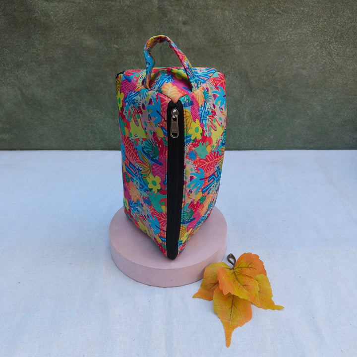 3 Way Zip Vanity Multi Color With Flower Print