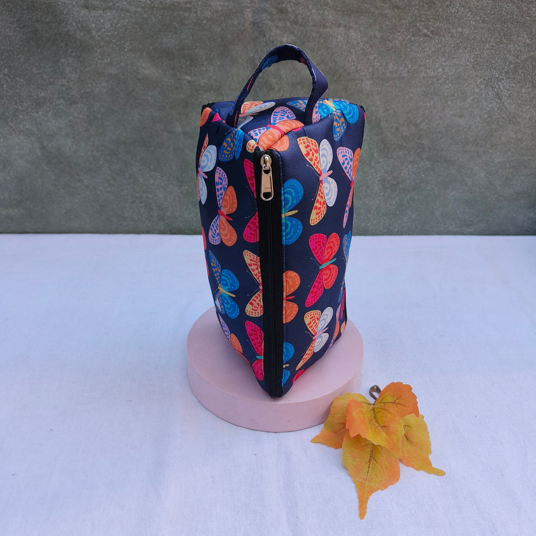 3 Way Zip Vanity Blue With Butterfly Print