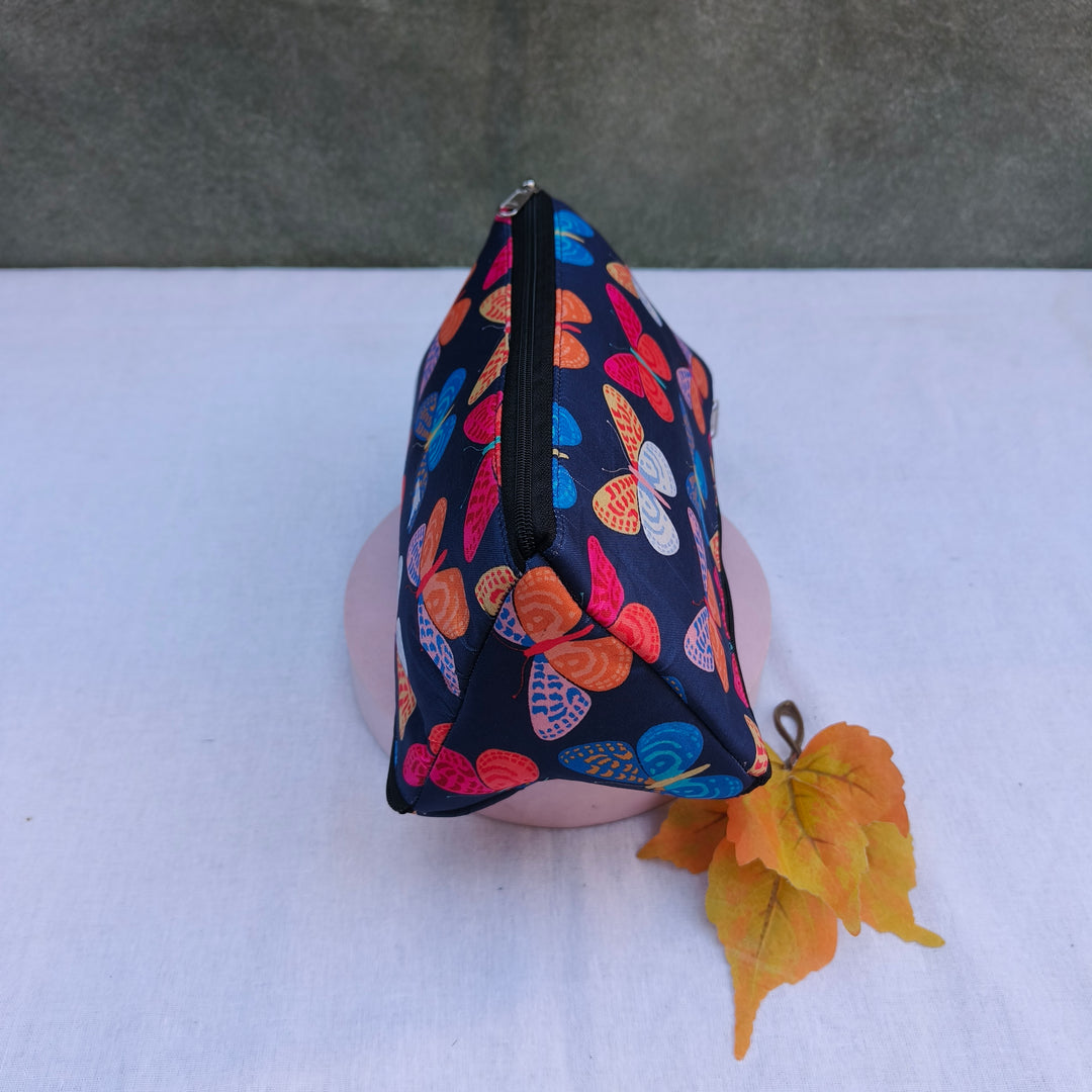 3 Way Zip Vanity Blue With Butterfly Print