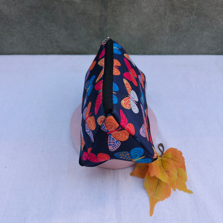 3 Way Zip Vanity Blue With Butterfly Print