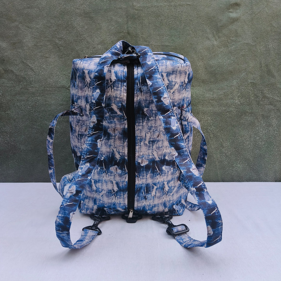 Travel Bag Cum BackPack Blue Denim Print