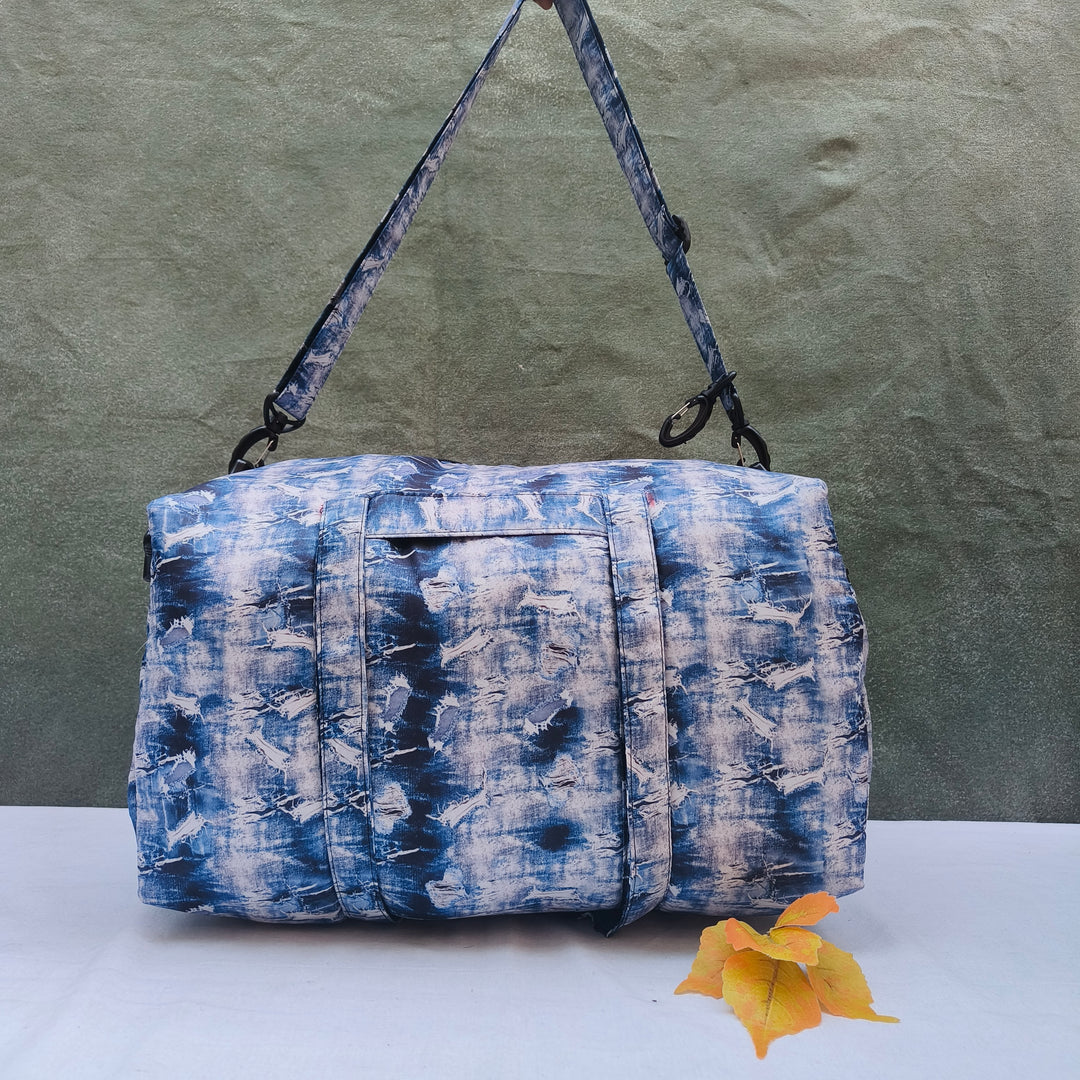 Travel Bag Cum BackPack Blue Denim Print