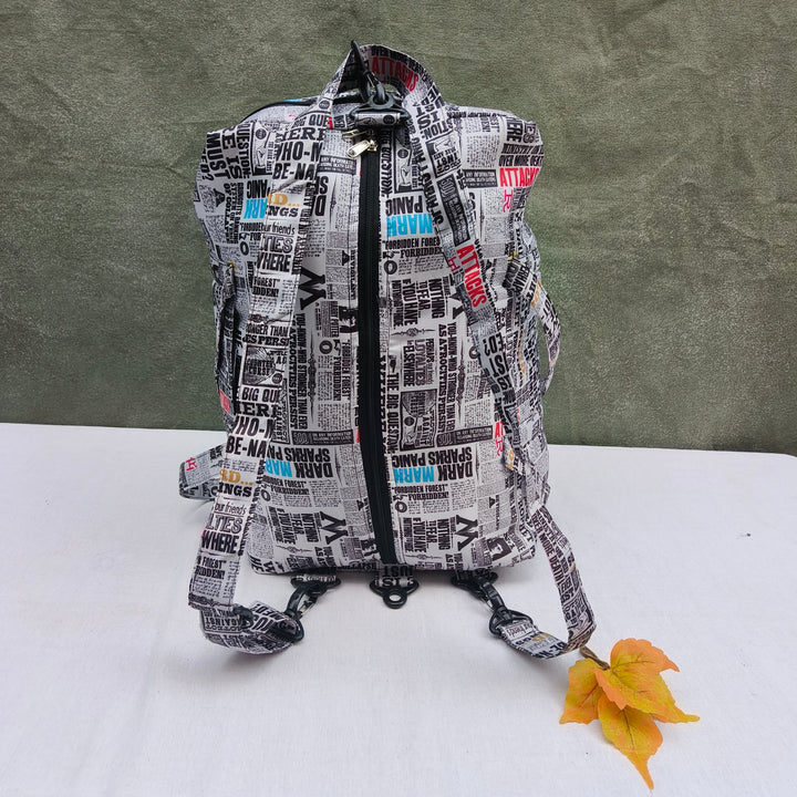 Travel Bag Cum BackPack News Paper Print