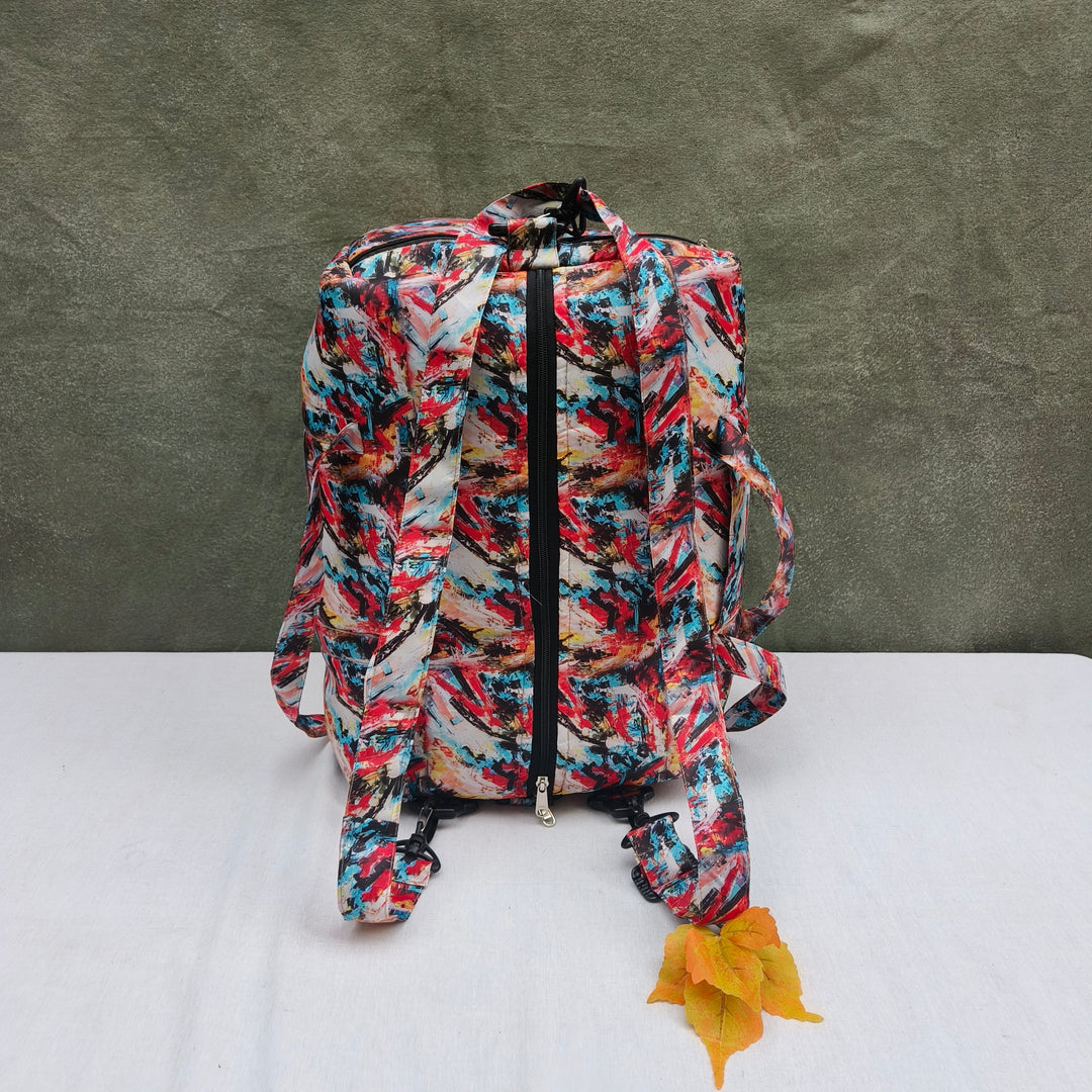 Travel Bag Cum BackPack Multi Color Shade Print