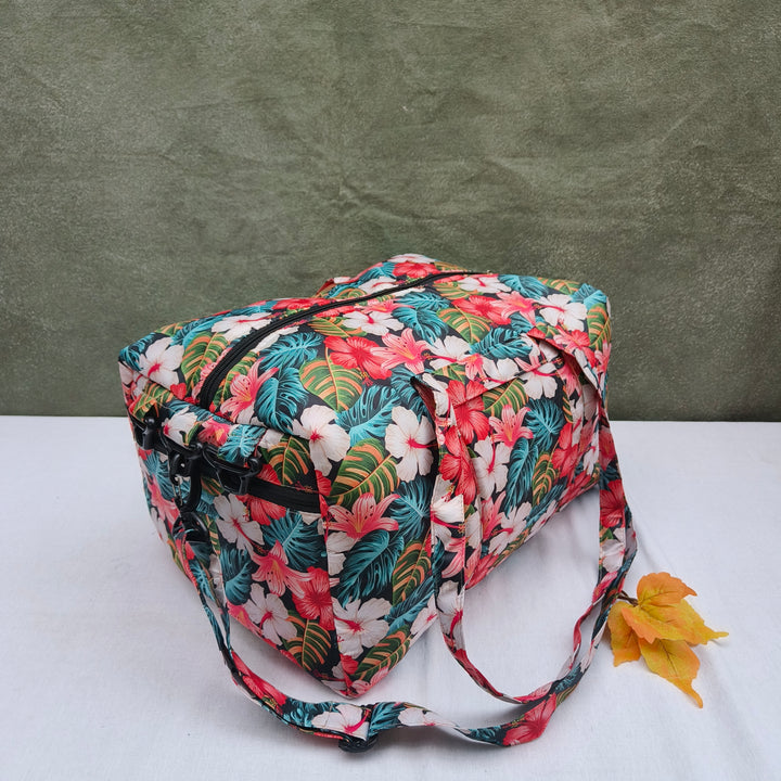 Travel Bag Cum BackPack Multi Color Hibiscus Flower Print