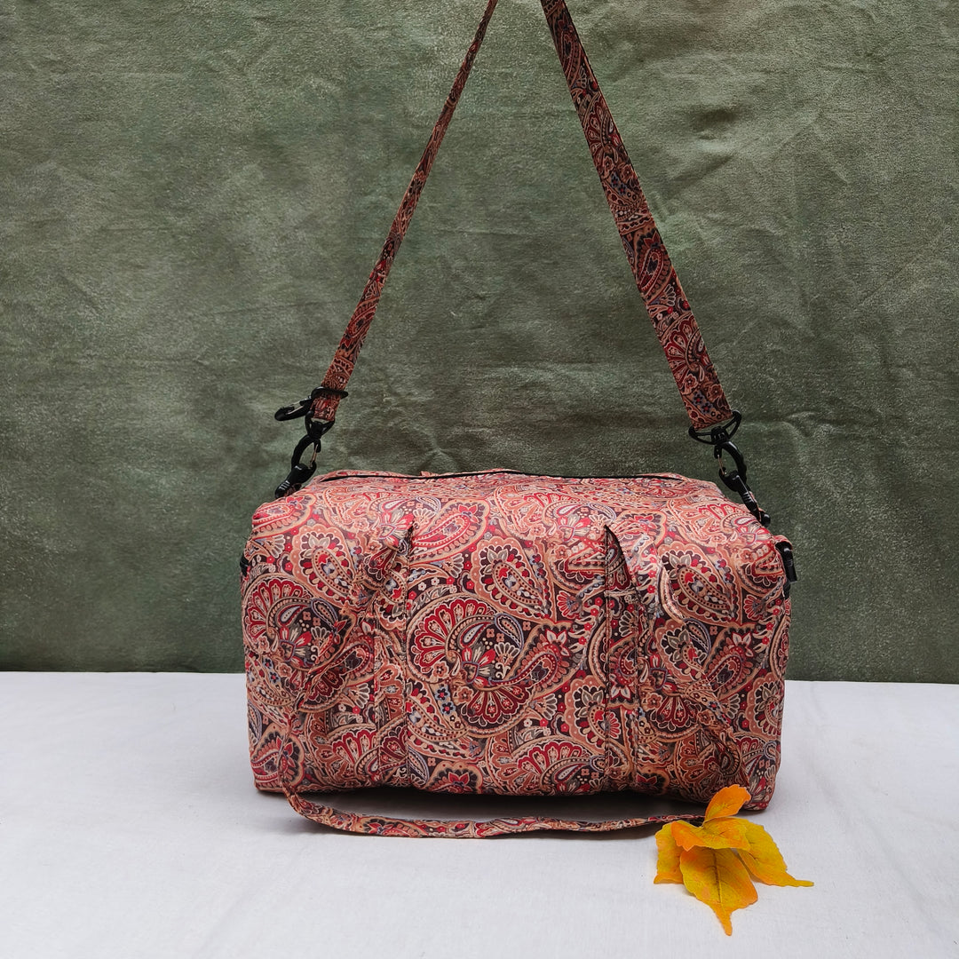 Travel Bag Cum BackPack Brown With Flower Print
