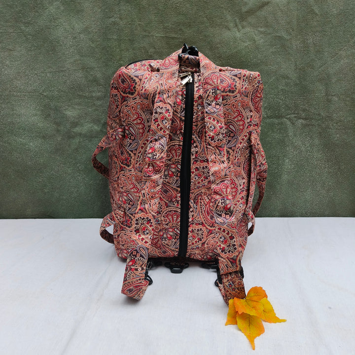 Travel Bag Cum BackPack Brown With Flower Print