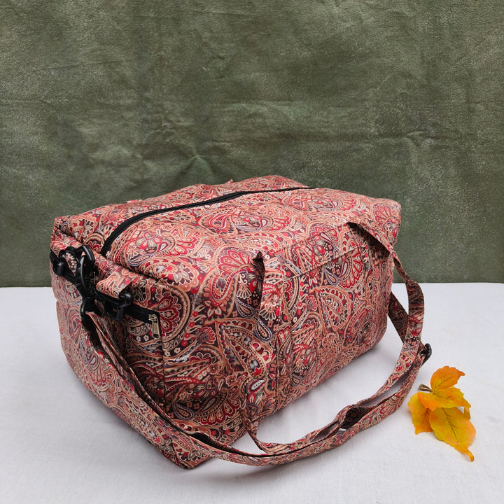 Travel Bag Cum BackPack Brown With Flower Print