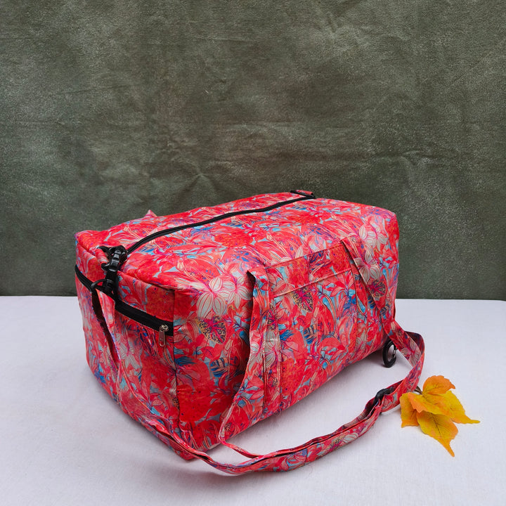 Travel Bag Cum BackPack Pink With Flower Print