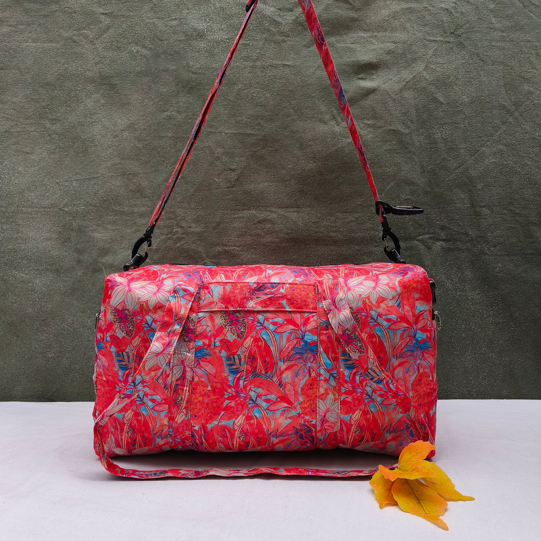 Travel Bag Cum BackPack Pink With Flower Print