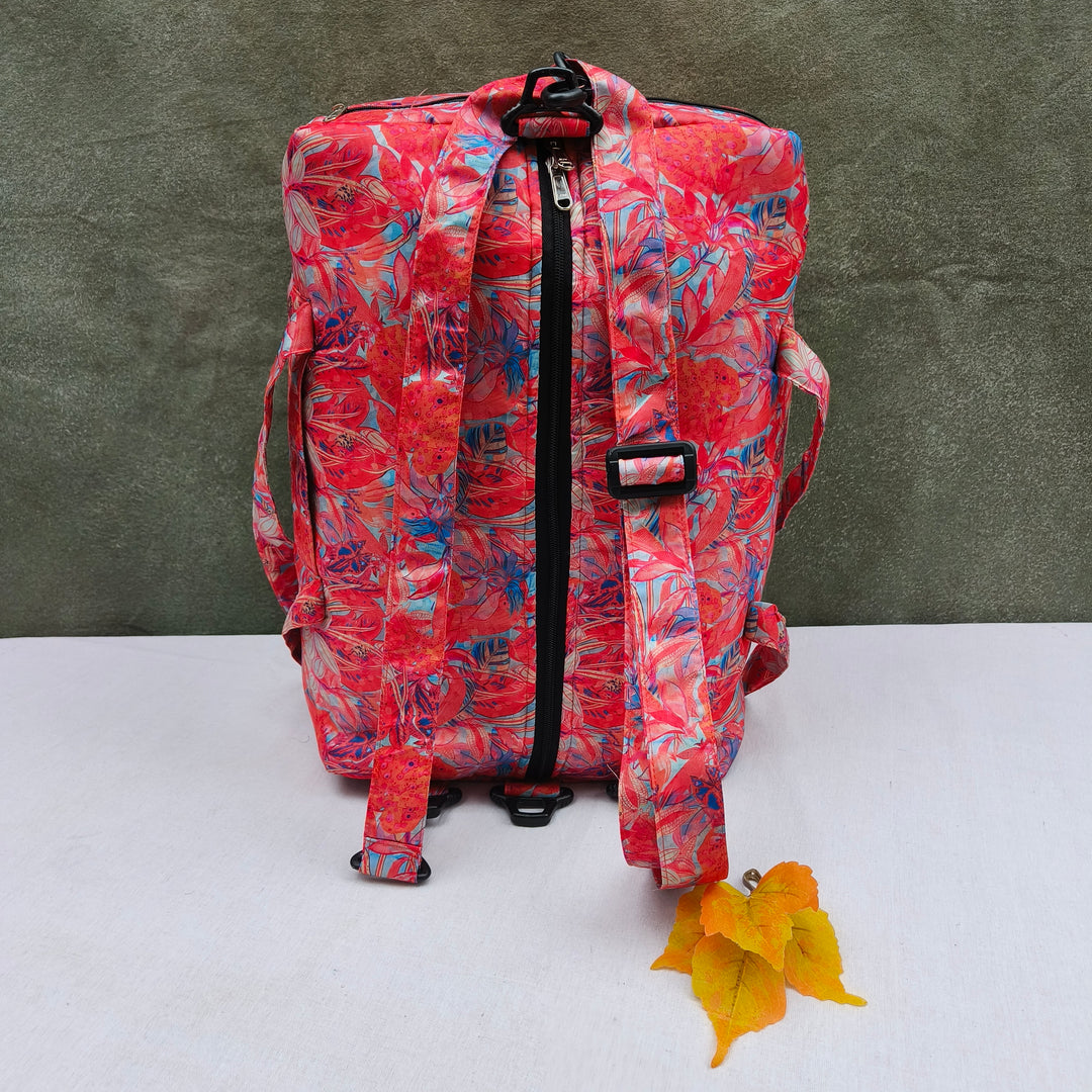 Travel Bag Cum BackPack Pink With Flower Print