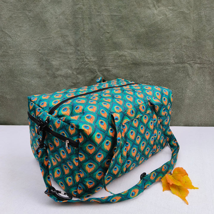 Travel Bag Cum BackPack Peacock Leaf Print