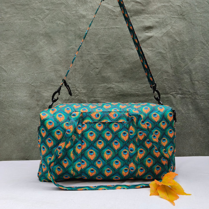 Travel Bag Cum BackPack Peacock Leaf Print