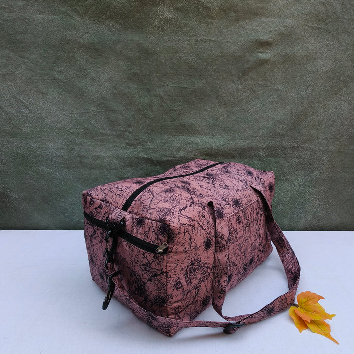 Travel Bag Cum BackPack Brown With Black Art Print