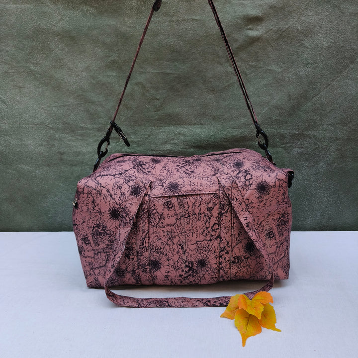 Travel Bag Cum BackPack Brown With Black Art Print
