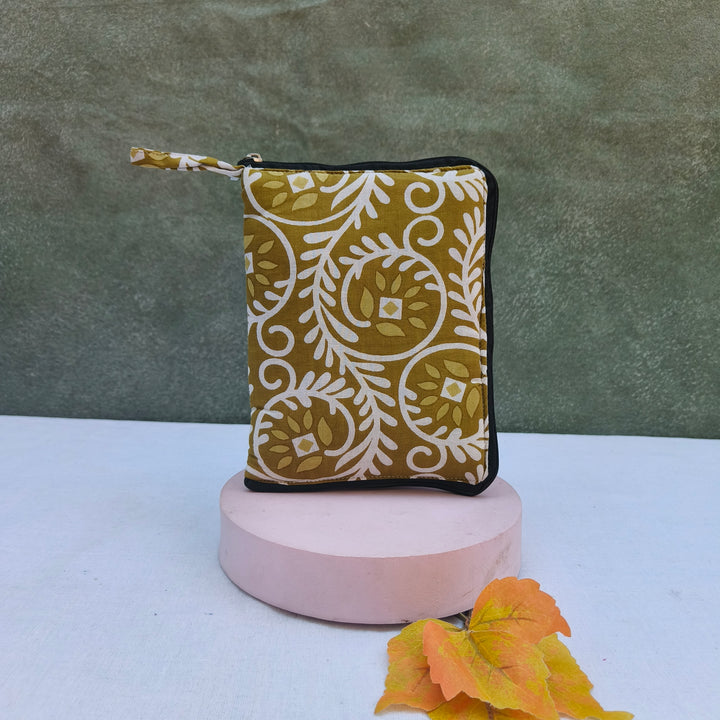 Girls Kit Pouch - Green With Green Leaf Print