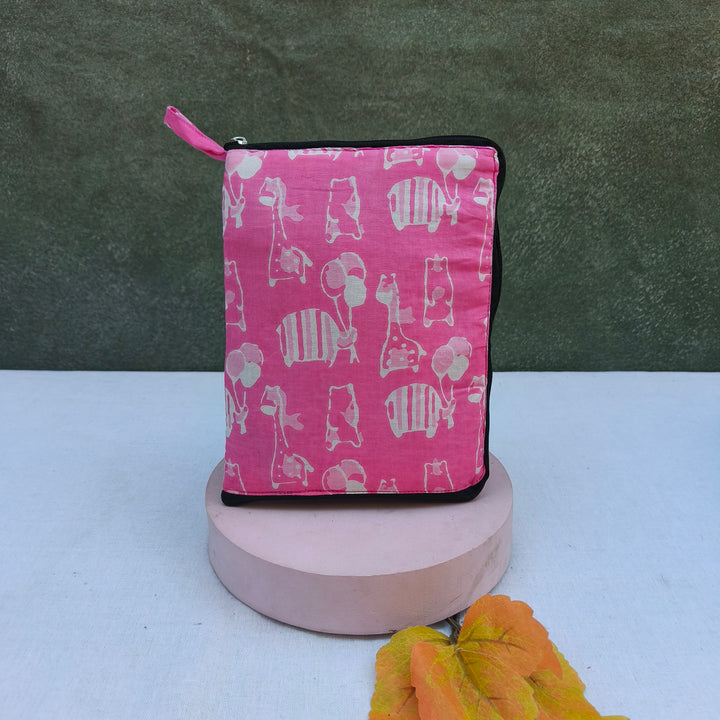 Girls Kit Pouch - Pink With White Toy Print