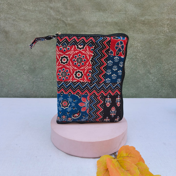 Girls Kit Pouch - Blue with White Multi Design Print
