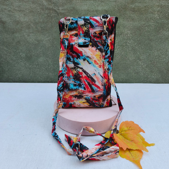 Wallet Cum Sling - Multi Color Shade Print