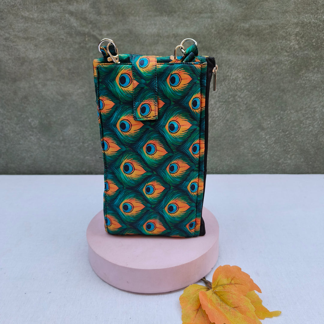 Wallet Cum Sling - Peacock Leaf Print