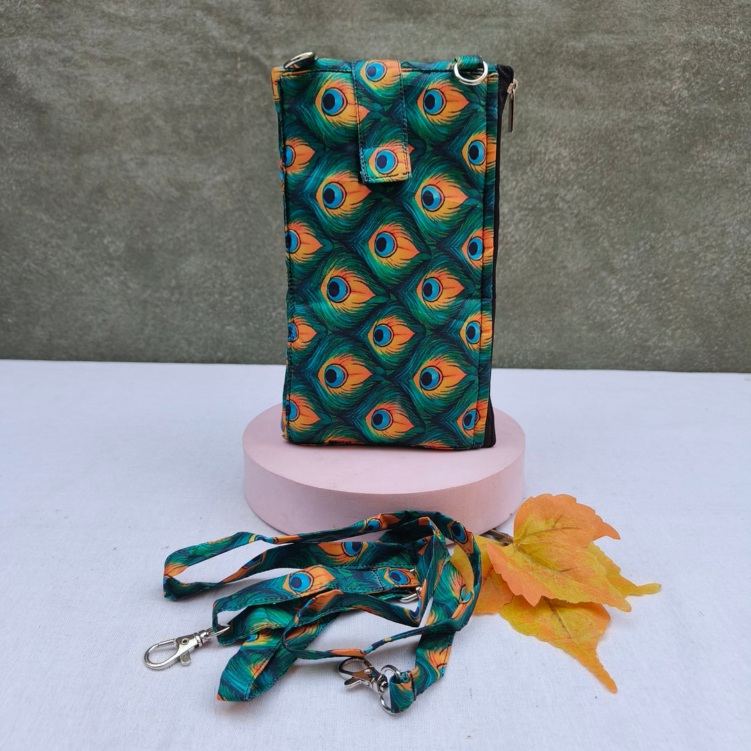 Wallet Cum Sling - Peacock Leaf Print