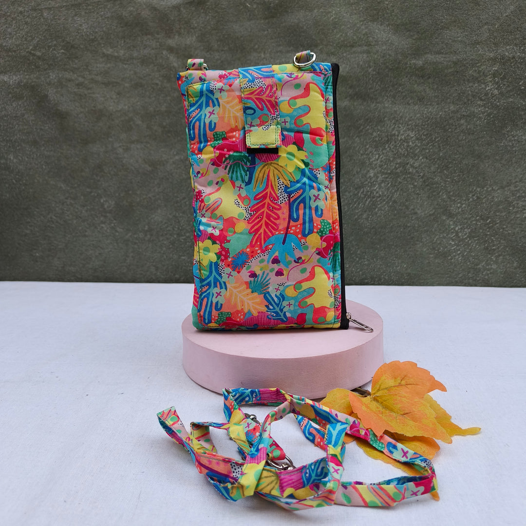 Wallet Cum Sling - Multi Color With Art Print