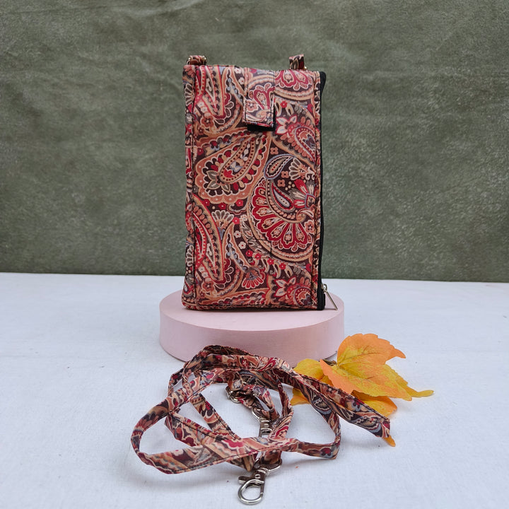 Wallet Cum Sling - Brown With Flower Print