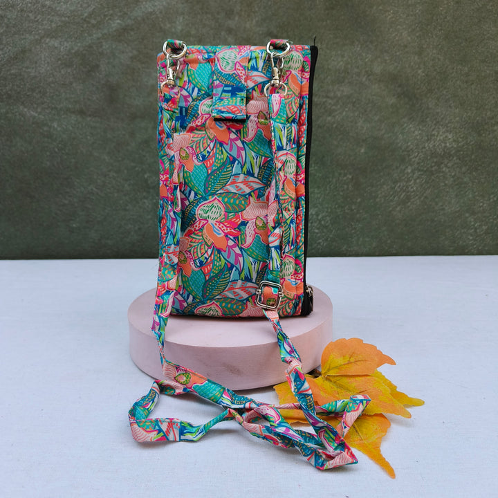 Wallet Cum Sling - Multi Color Flower Print