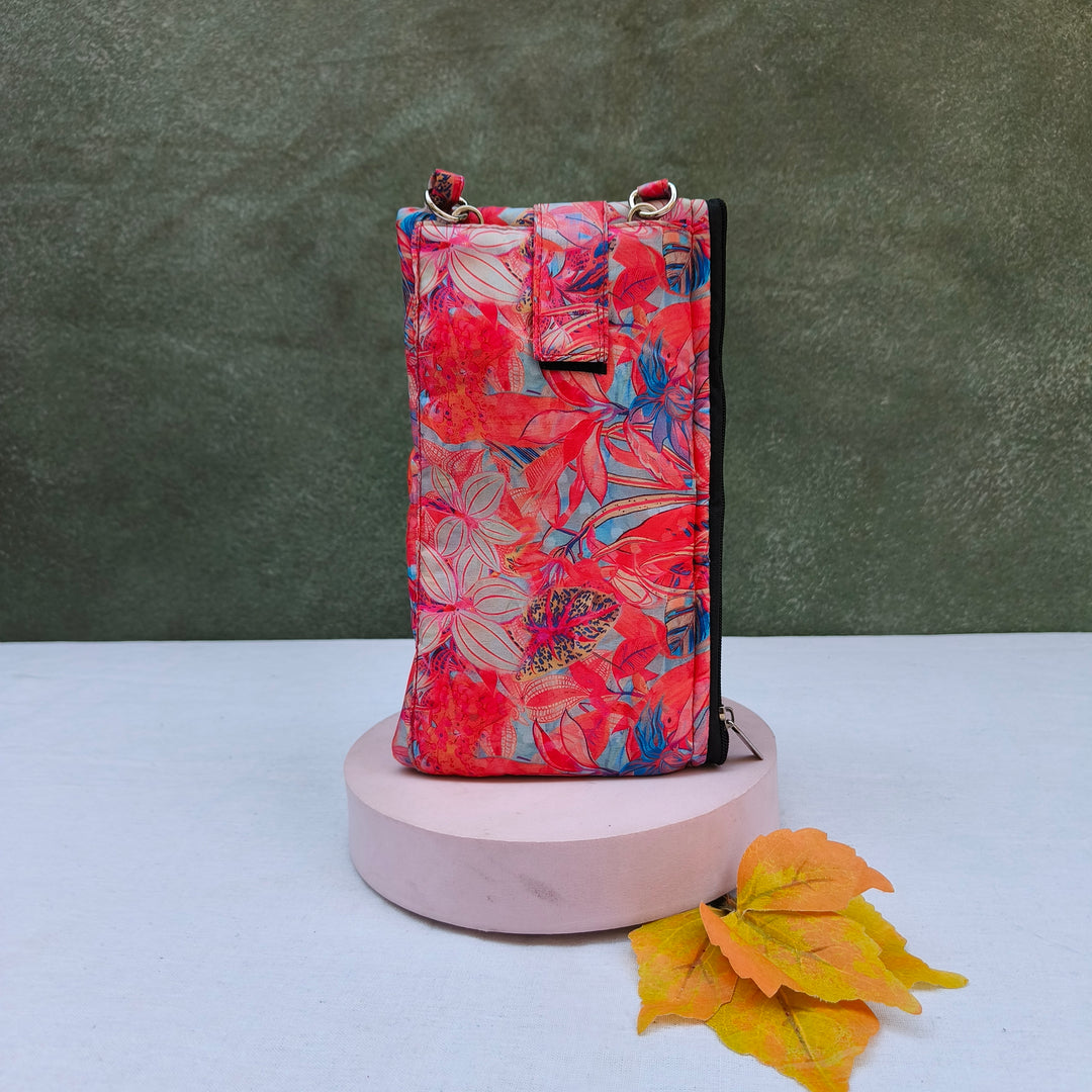 Wallet Cum Sling - Pink With Flower Print