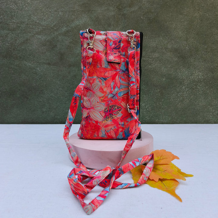 Wallet Cum Sling - Pink With Flower Print