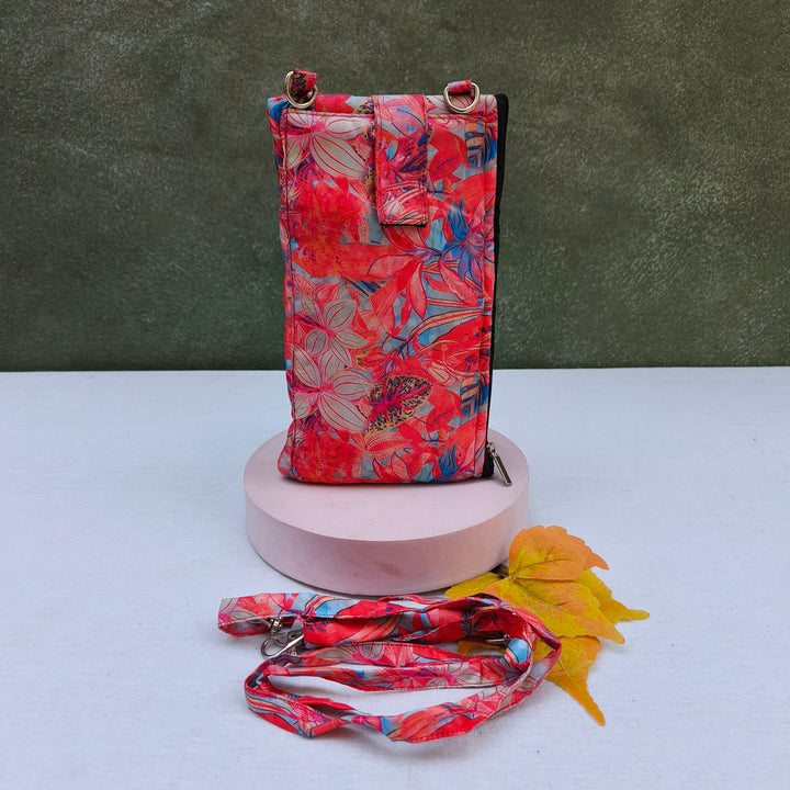 Wallet Cum Sling - Pink With Flower Print