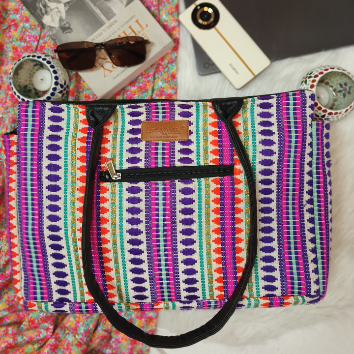 Chic Laptop Totes Violet Colour with Southwestern Design.